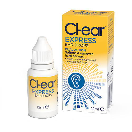 Cl-ear Express Ear Drops 12ml - a faster-acting urea hydrogen peroxide drop option for pre-appointment ear wax softening