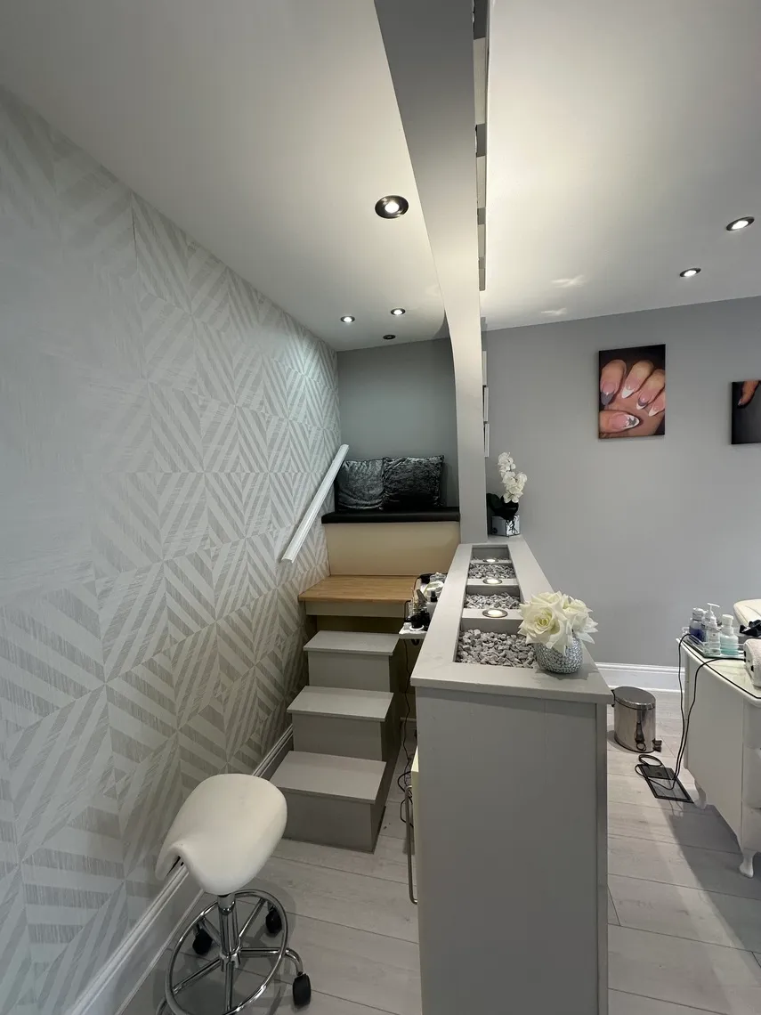 The pedicure station and waiting area at our St Annes Wednesday clinic at Nails and Thingz